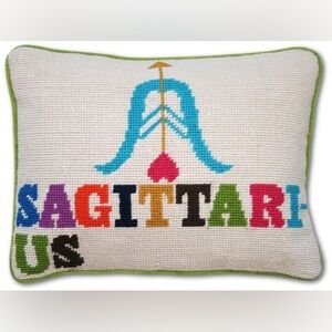 Jonathan Adler Sagittarius Zodiac Needlepoint Pillow 9” x 12”